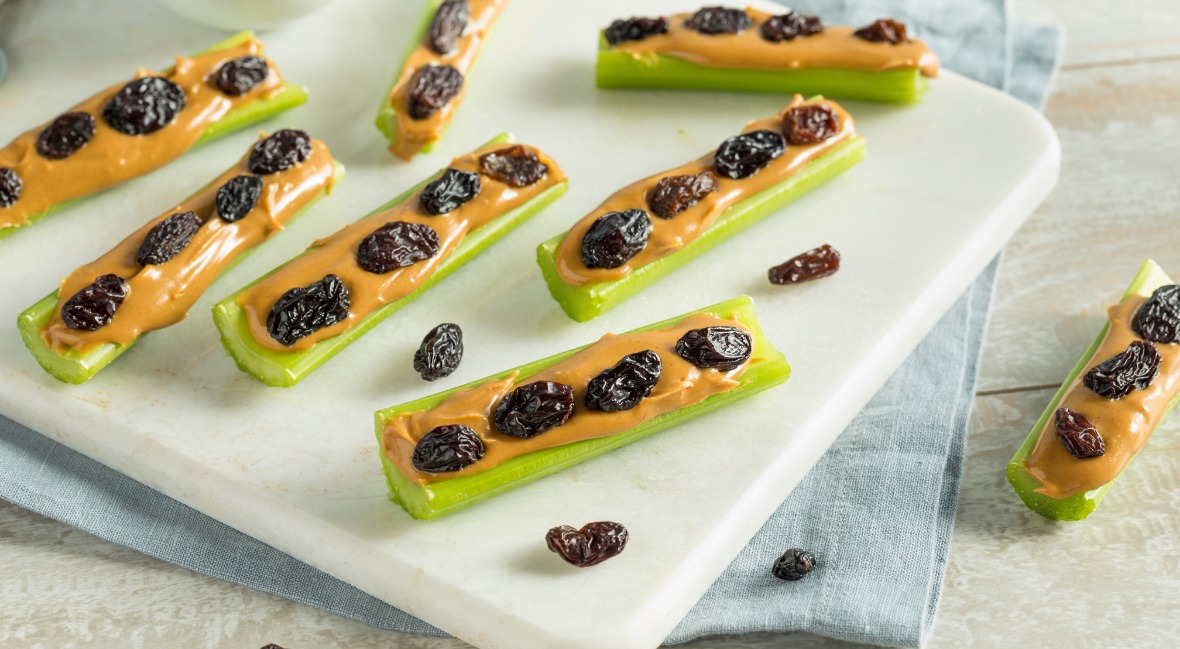 Ants on a log are a gluten free snack for kids