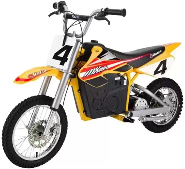 Razor MX650 Dirt Rocket Off-Road Motocross Bike 36V Electric Ride-On, Up to 17 mph, Dual Suspension, Hand-Operated Dual Brakes, Twist Grip Throttle, Authentic Bike Geometry