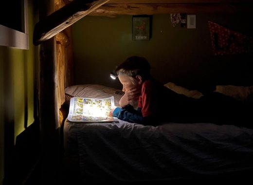 A boy used a kids headlamp