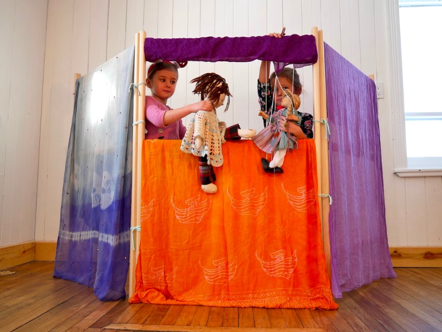 Waldorf space dividers set up as a puppet theater