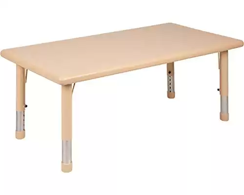 Flash Furniture 24 W x 48 L Rectangular Natural Plastic Height Adjustable Activity Table