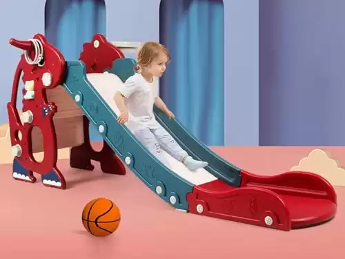 Toddler Slide with Basketball Hoop