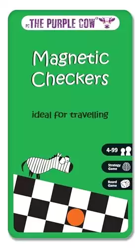 The Purple Cow Magnetic Travel Checkers Game - Board Games for Kids and Adults. Great for Travel.