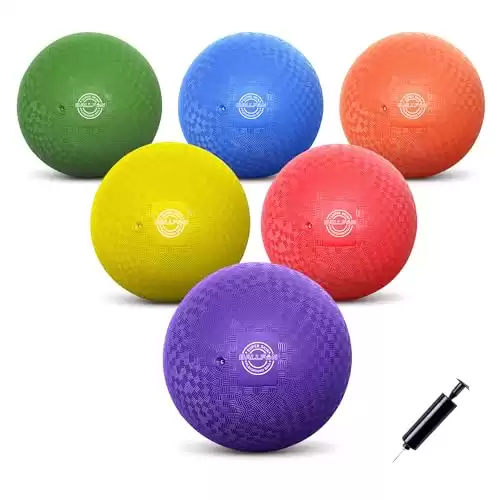 BALLFUN Dodgeballs Playground Balls 7", Dodge Ball Set for Kids & Adults, Bouncing Kickballs Handball for Outdoor & Indoor Games - Includes Pump & Mesh Storage Bag (7",6 Pack)