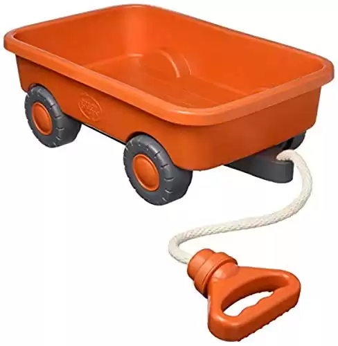 Green Toys Wagon, Orange CB - Pretend Play, Motor Skills, Kids Outdoor Toy Vehicle. No BPA, phthalates, PVC. Dishwasher Safe, Recycled Plastic, Made in USA.