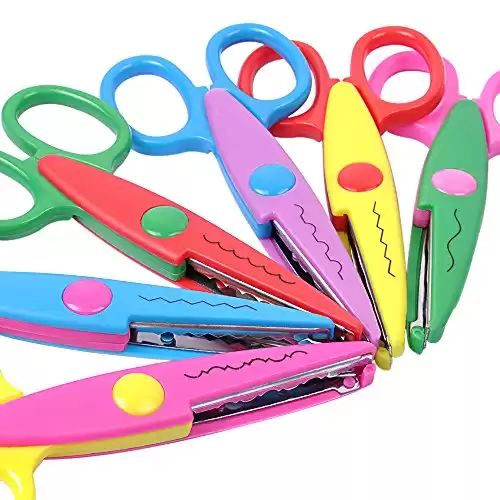 UCEC Craft Scissors Decorative Edge, Scissors for Crafting, Craft Scissors, Zig Zag Scissors, Kids Scissors, Pattern Scissors for Kids Adults, Crazy Scissors, Scrapbook Scissors for School, 6 Pack