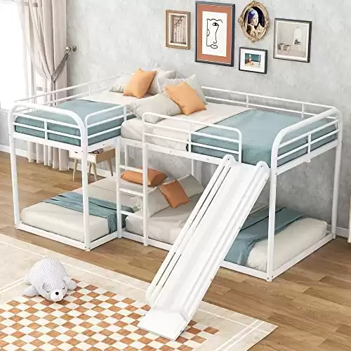 BOVZA Quad Bunk Bed with Slide