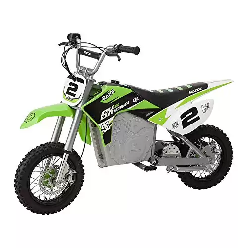 Razor SX500 Dirt Rocket Electric Motocross Bike Thrill Seeker's Dream Ride, Up to 15 MPH (24 KMH), 40 Minutes Ride Time, Ages 14+, Green