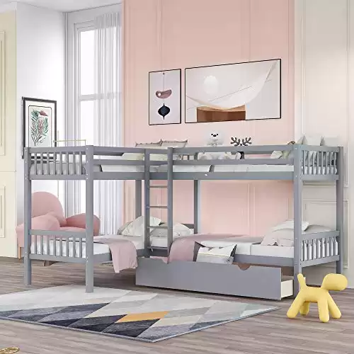 LZ LEISURE ZONE Twin Over Twin Bunk Bed