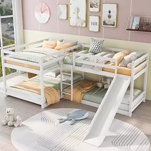 Bellemave L-Shape Bunk Bed With Slide