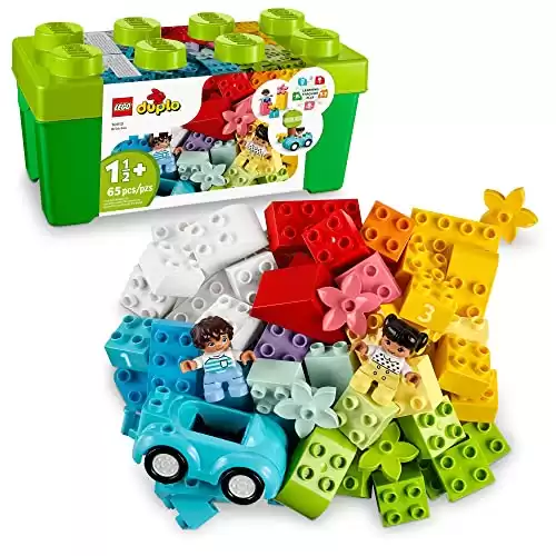 LEGO DUPLO Classic Brick Box Building Set - Features Storage Organizer, Toy Car, Number Bricks, Build, Learn, and Play, Great Gift Playset for Toddlers, Boys, and Girls Ages 18+ Months, 10913