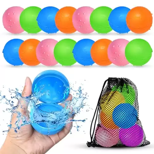 SOPPYCID 16Pcs Reusable Water Balloons for Kids, Pool Beach Water Toys for Boys and Girls, Summer Toy for Outdoor Games