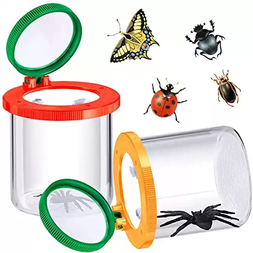 2 Pieces Magnifying Insect Box Insert Bug Viewer Bug Magnifier Container Critter Insect Cage Bug Jar for Kids Children Science Nature Exploration Tool (Chic Style)