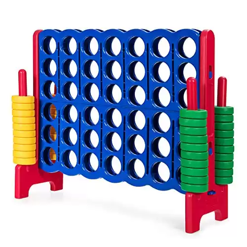 ARLIME Giant 4 in a Row Connect Game, 47'' Jumbo 4-to-Score Toy Set W/ Quick-Release Lever, Build-in Ring, Jumbo Sized for Kids & Adults, Oversized Floor Activity for Indoor & Outdoo...