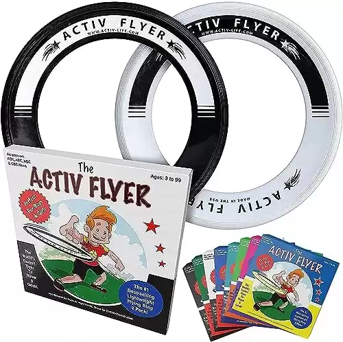 Activ Life Kid's Flying Rings [Black/White] 2 Pack - Best Water Toys for Summer Beach Games Gear Items and Swimming Pool - Sand Lawn Fun Outdoor Stuff - Outside Family Essentials