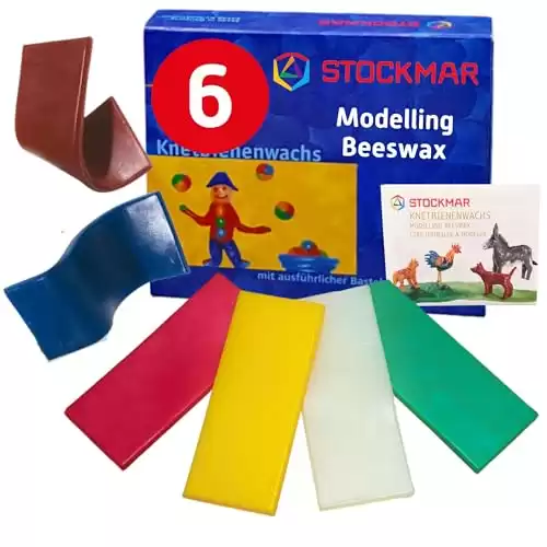 Stockmar Modelling Beeswax - 6 Color Beeswax Sheets Set - For Kids, Toddlers, and Artists looking for Waldorf Organic Art Supplies, Non Toxic Beeswax, Non Drying Beeswax Modeling Wax For Homeschoolers