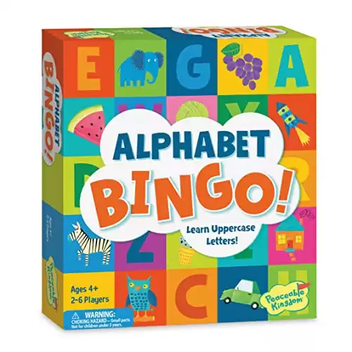 Peaceable Kingdom Alphabet Bingo! Letter Learning Educational Board Game for 2 to 6 Kids Ages 4+