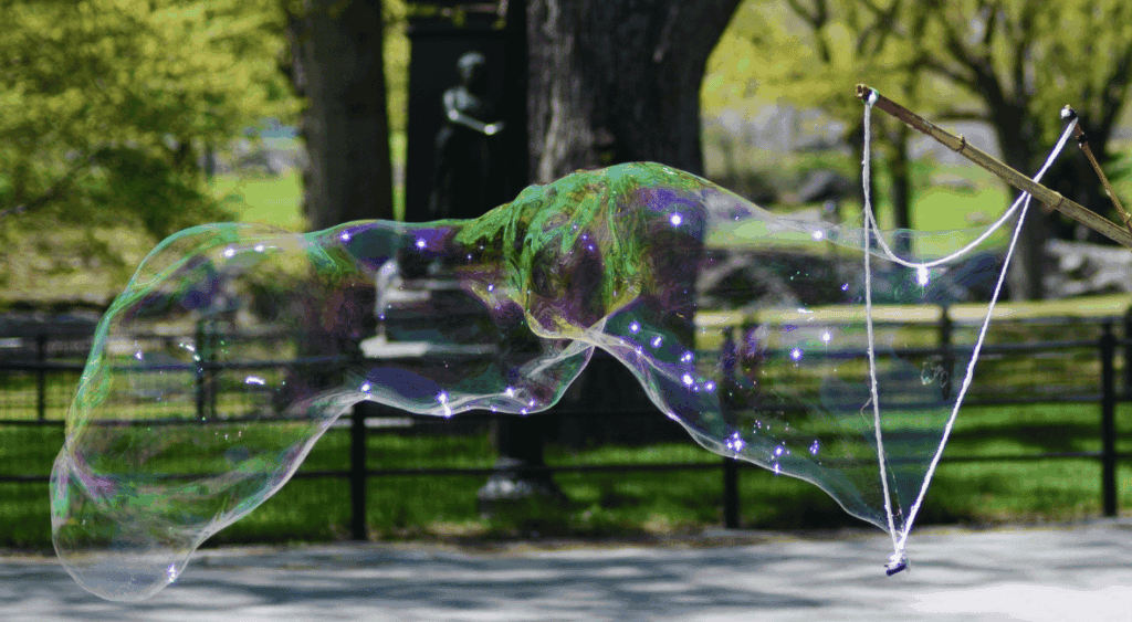 blowing giant bubbles 