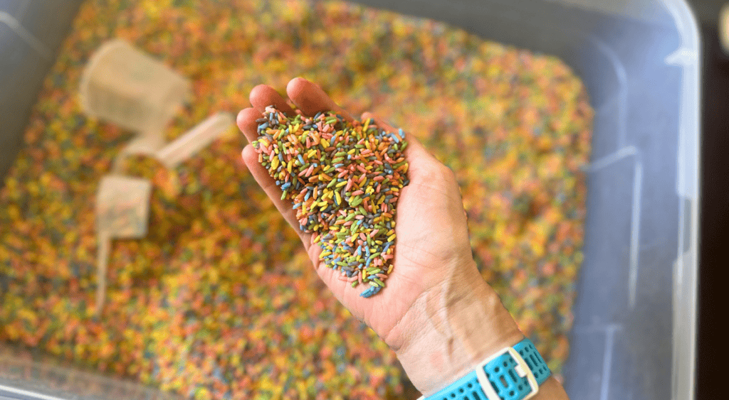 rainbow sensory bin