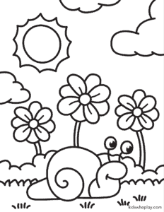 coloring sheet with a snail
