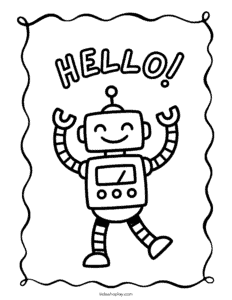 happy robot coloring sheet