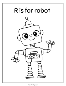 r is for robot coloring sheet