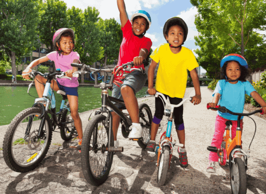 kids riding bikes