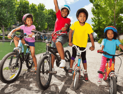 kids riding bikes