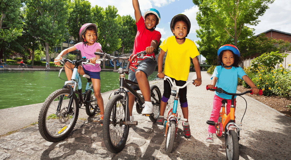 kids riding bikes