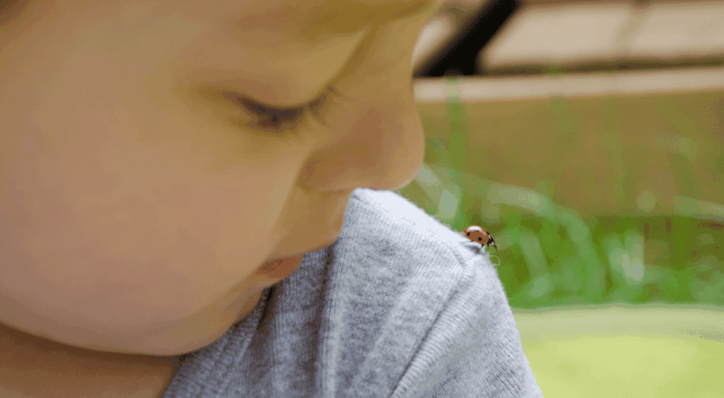 preschooler with a bug