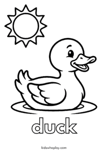 coloring sheet with a duck