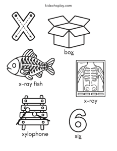 x words for kids coloring page
