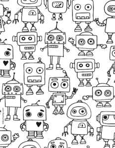 robot coloring book page