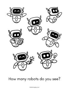 coloring page with robots