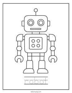 coloring page with a robot