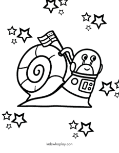 snail in space coloring page