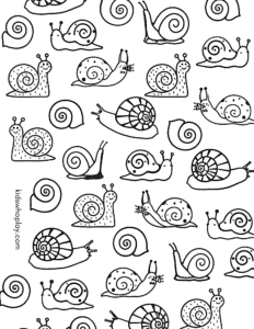 coloring sheet with snails