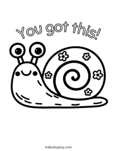 coloring page with a snail