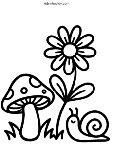spring snail coloring page