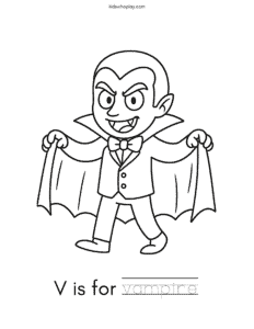 V is for Vampire coloring page
