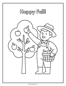 apple picking coloring page
