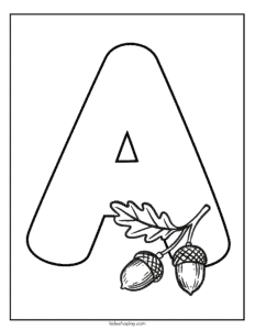 letter a acorn coloring sheet for kids
