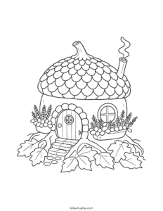 acorn fairy house coloring page