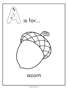 a is for acorn coloring page