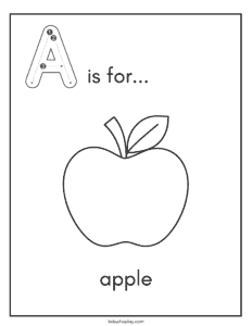 a is for apple coloring sheet for kids