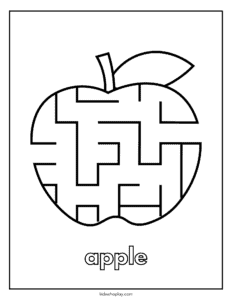 apple maze printable for kids