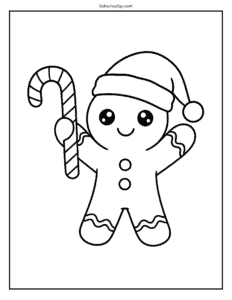 coloring page with a candy cane