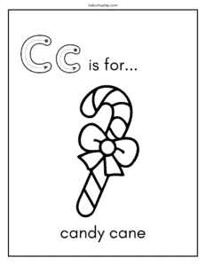 c is for candy cane coloring page