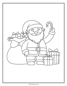 candy cane and santa coloring page