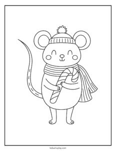 candy cane and mouse coloring page